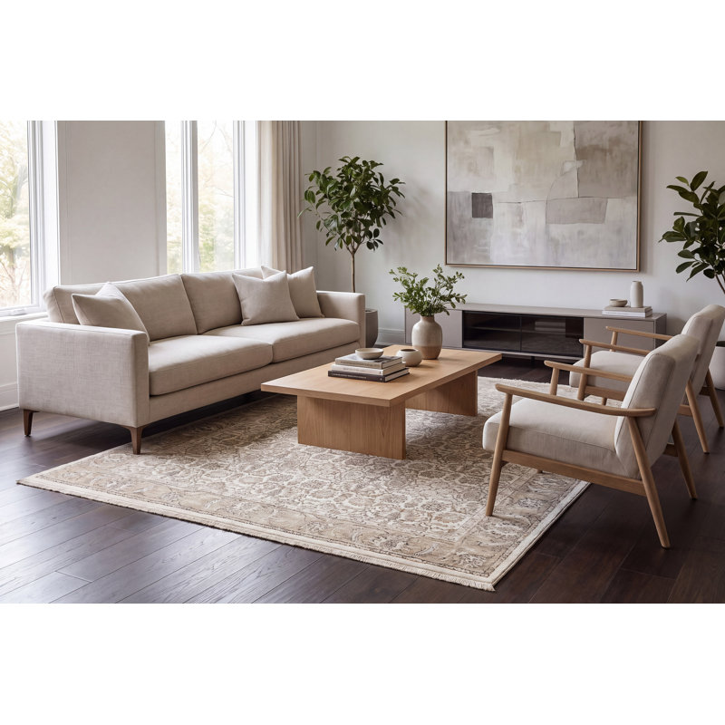 Tapis oriental en polyester Beristain, Rectangle 2 pi 7 po x 4 pi 11 po