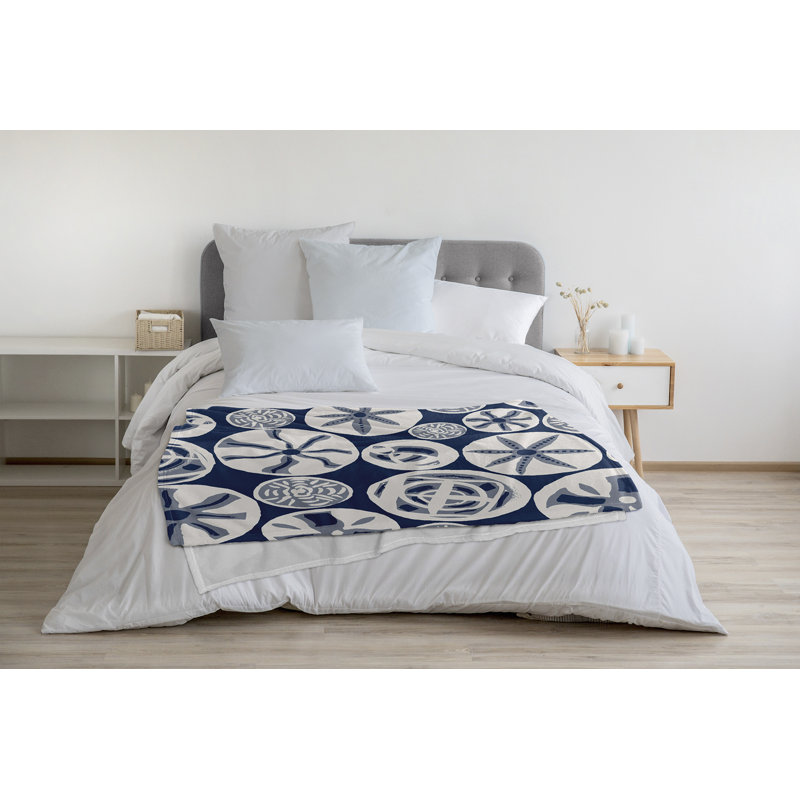 Couverture polaire Safari, L 30 po x L 40 po, Bleu marine/blanc