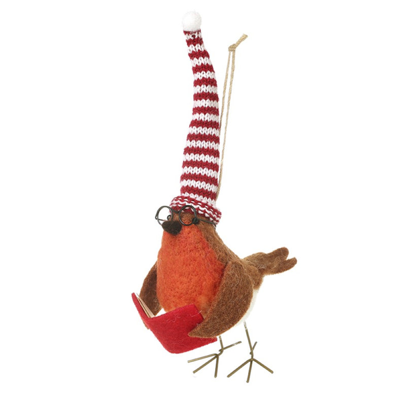 Hanging Robin with Book Decoration