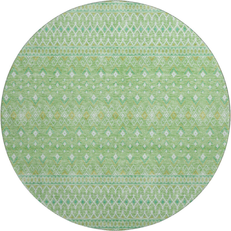 Premium Machine Washable Prisco Aloe Rug, Round 8'