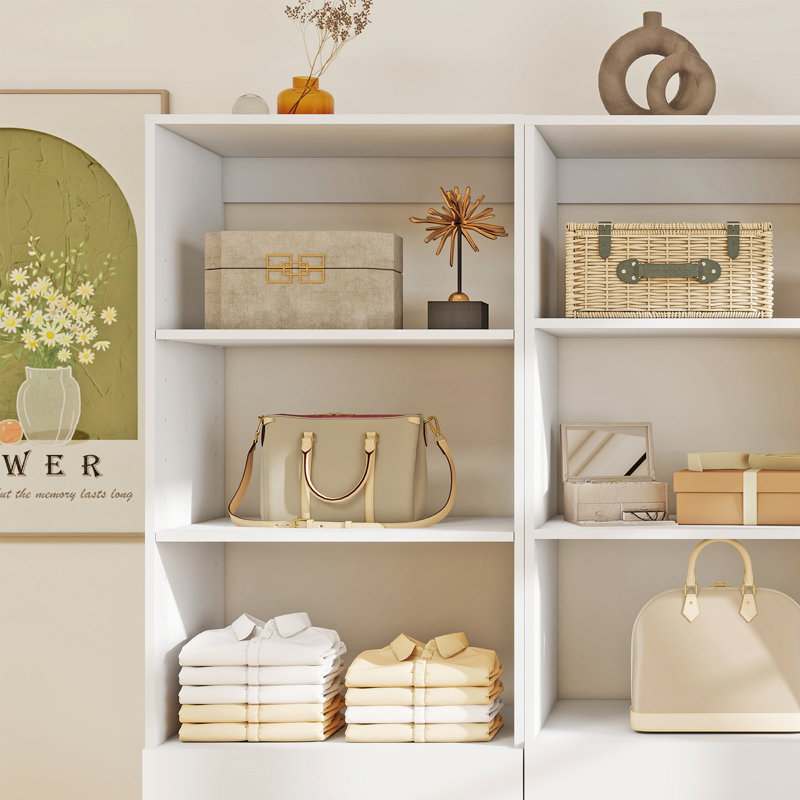 White Modular Walk in Closet Organizer System with 11 shelves and 10 drawers