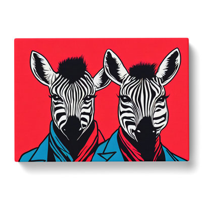 The Two Zebras Abstract - Wrapped Canvas