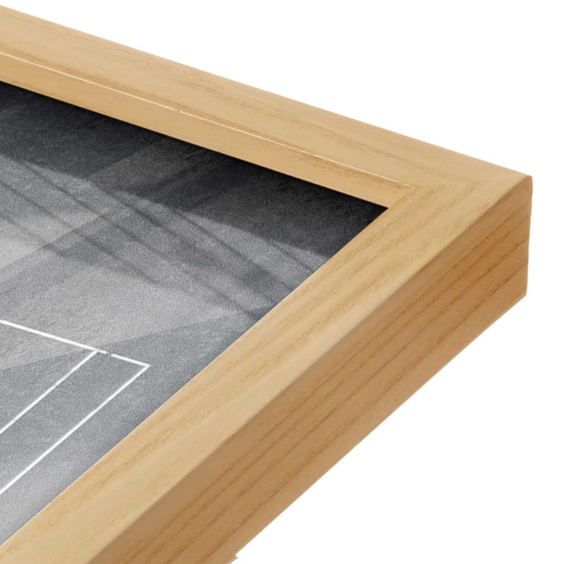 «Grey Tennis Court At Sunrise» par Garima Dhawan, reproduction d'art, H 24 po x l 32 po, Tanné