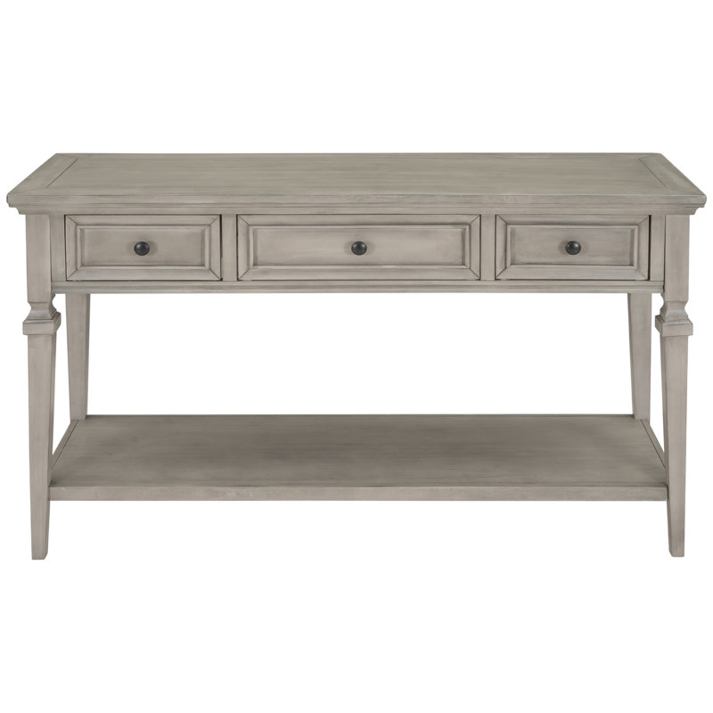 Console Shade avec 3 tiroirs et tablette ouverte, Gris délavé