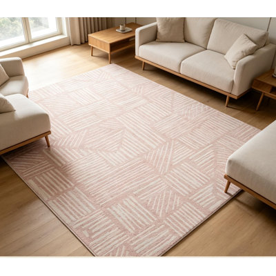 Tapis géométrique abstrait moderne lavable à la machine, tapis doux antidérapant à poils courts