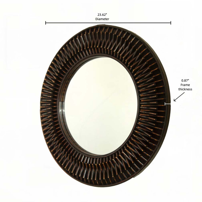 Miroir rond en bambou tissé à la main