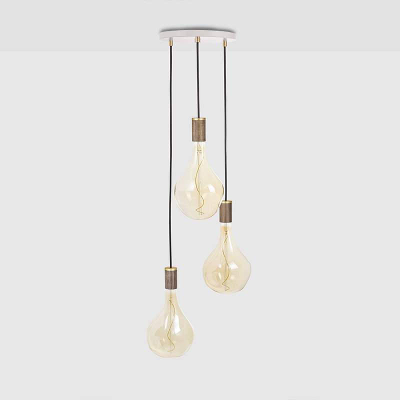 Tala Walnut Accent Triple Pendant with Soft Glow LED Bulbs
