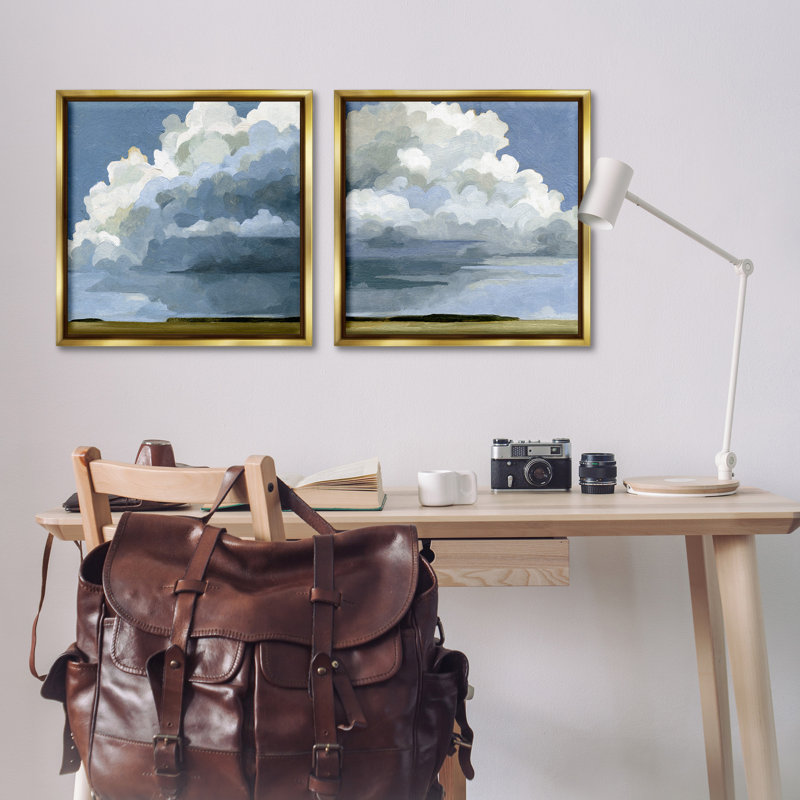 «Sublime Outdoor Weather Landscape», ensemble de 2 toiles flottantes encadrées par Emma Caroline, Or, H 25 po x l 25 po