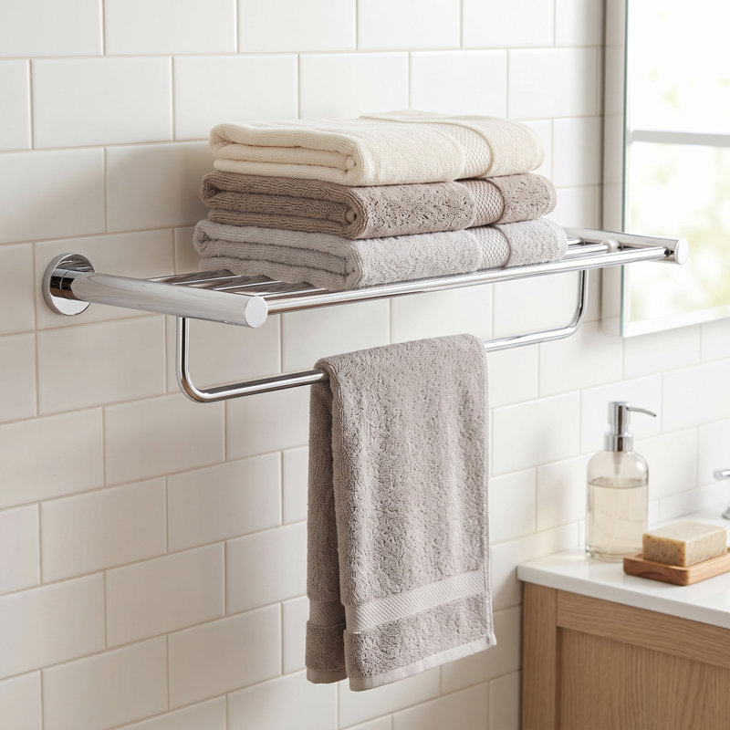 24" Wall Mounted Towel Rack with Shelf