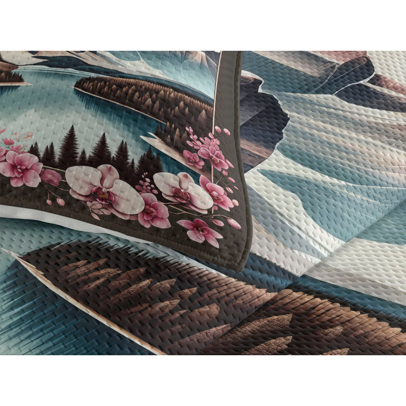 Polyester Floral Coverlet, Queen Coverlet + 2 Standard Shams