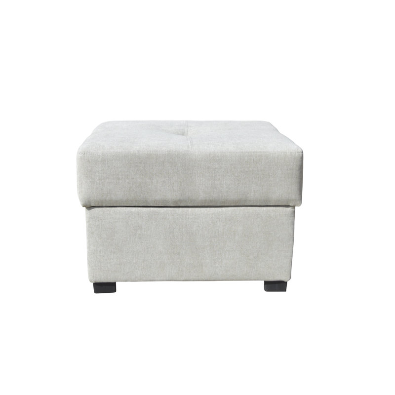 62cm Wide Tufted Square No Pattern Footstool Ottoman with Storage, Silver