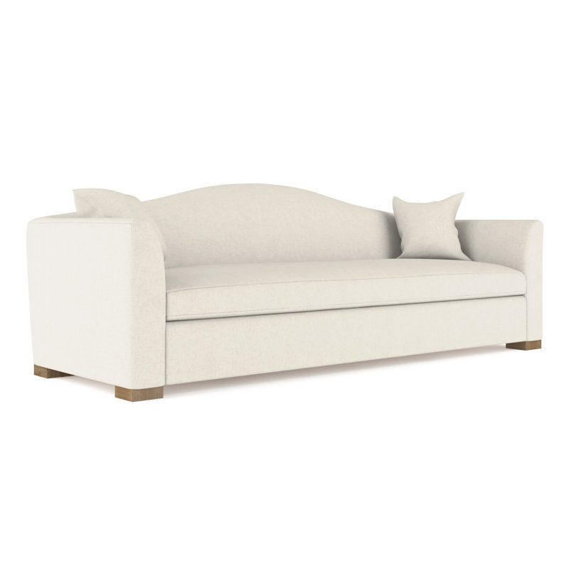 Horatio Camelback Taper Curved-Arm Sofa, Box Weave Linen Alabaster, 33" H x 108" W x 36" D, Weathered