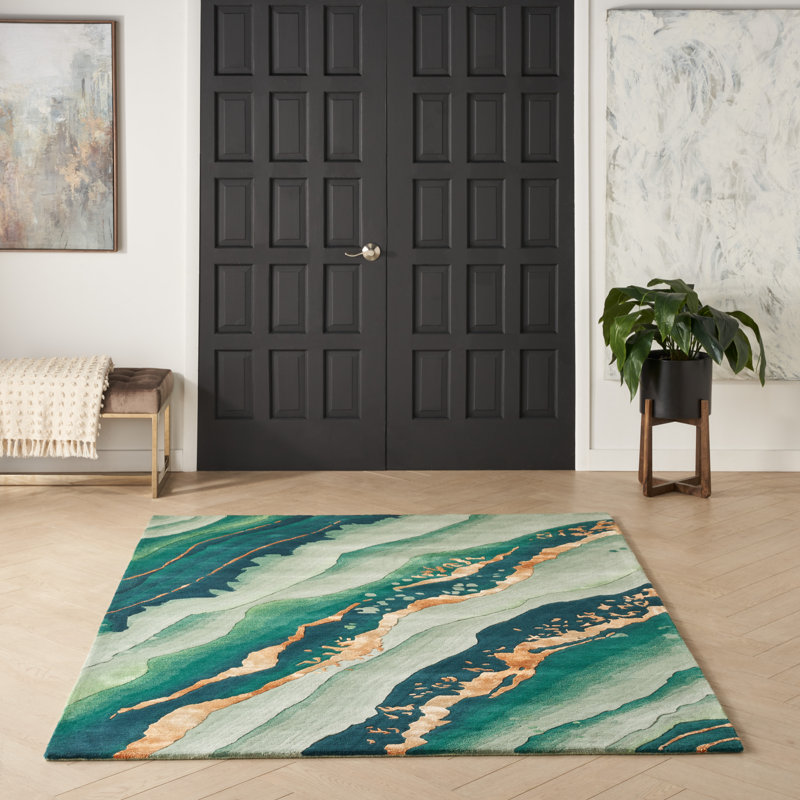 Viscose Abstract Indoor Rug, Rectangle 3'9" x 5'9"