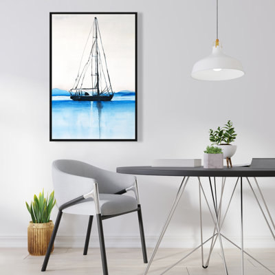Voilier sur une eau calme | Décor de toile blanche encadrée