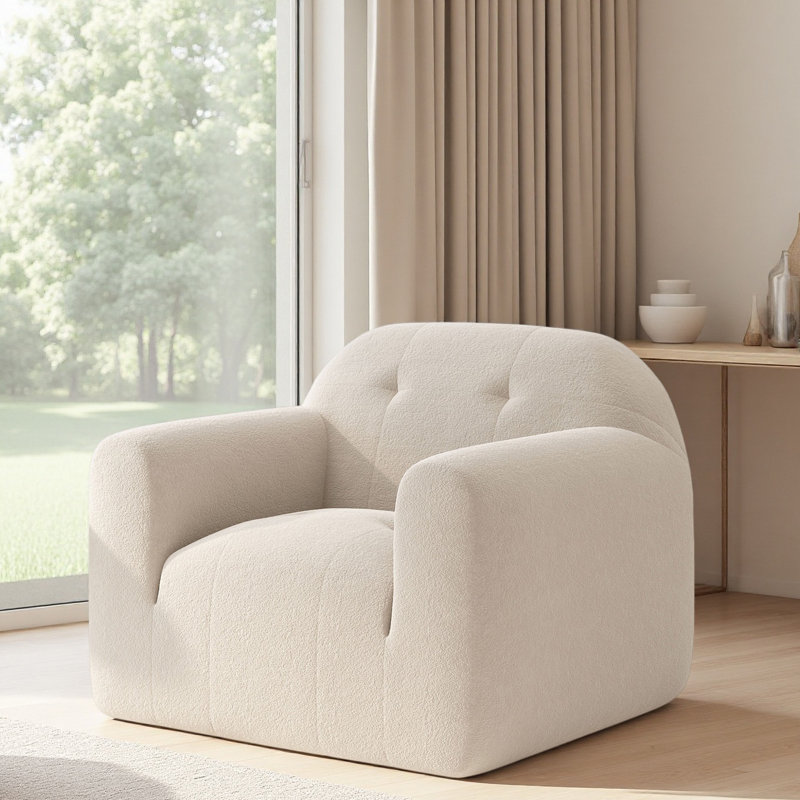 Fauteuil club, Tissu crème