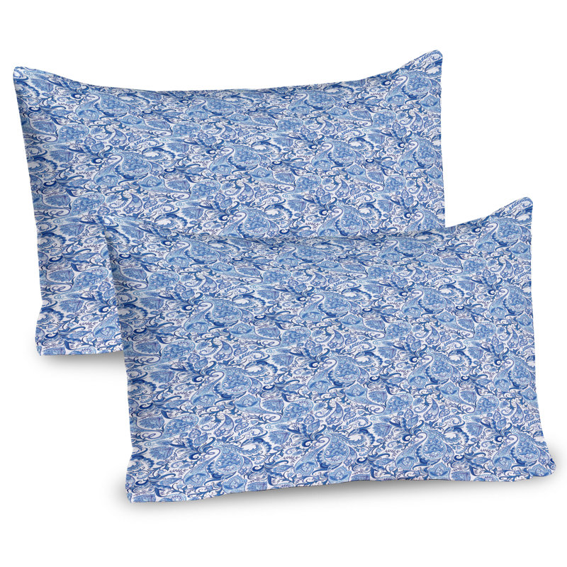 Pale Blue and White Microfiber Standard Pillow Shams, Set of 2