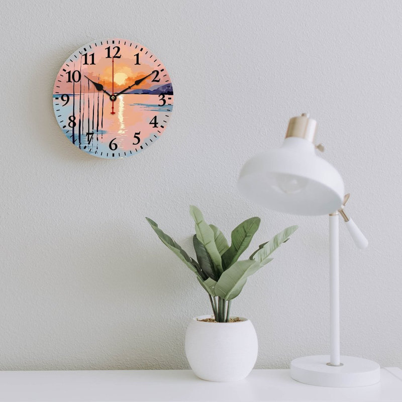 Horloge murale 12 po x 12 po Pastel Sunset Seascape