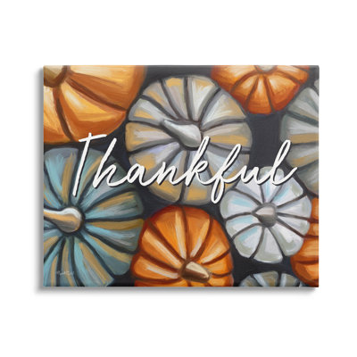 «Autumn Thankful Pumpkins», art mural sur toile par Elizabeth Tyndall