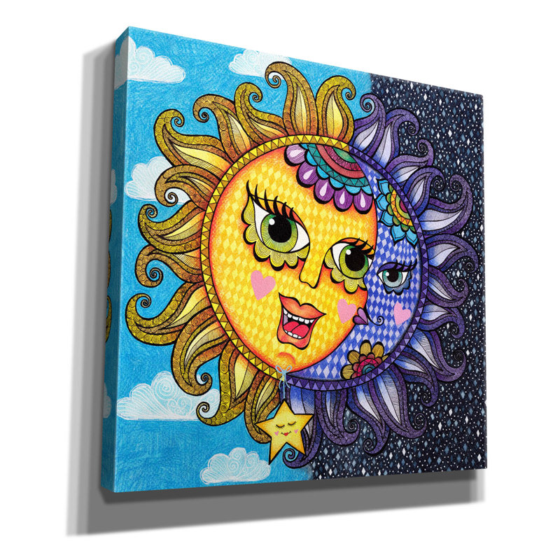 «Sun Moon Star» par Hello Angel, art mural sur toile, H 12 po x l 12 po x P 0,75 po