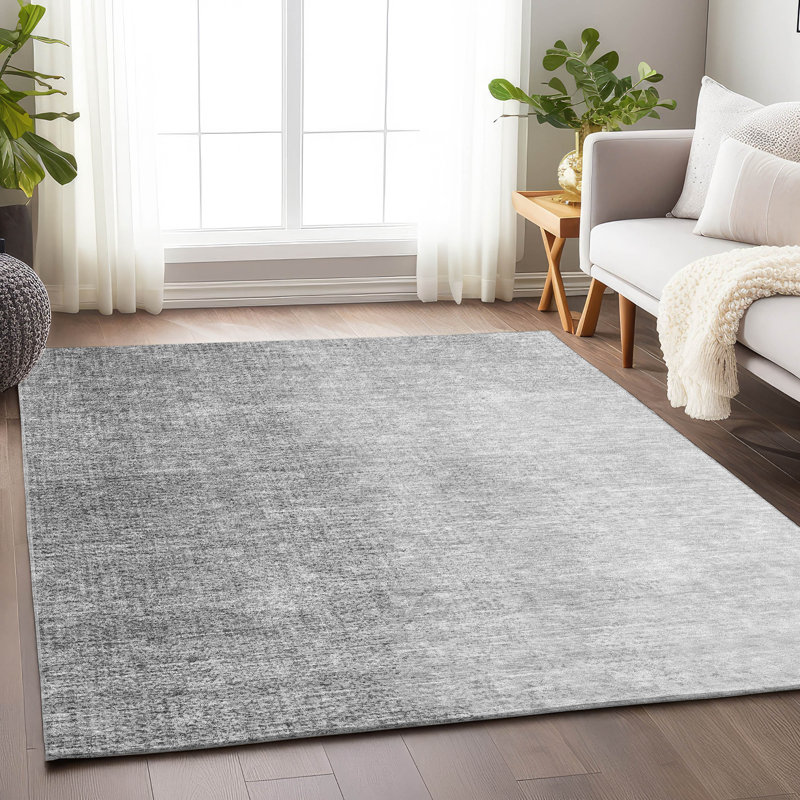 Premium Machine Washable Prisco Gray Rug, Rectangle 10' x 14'