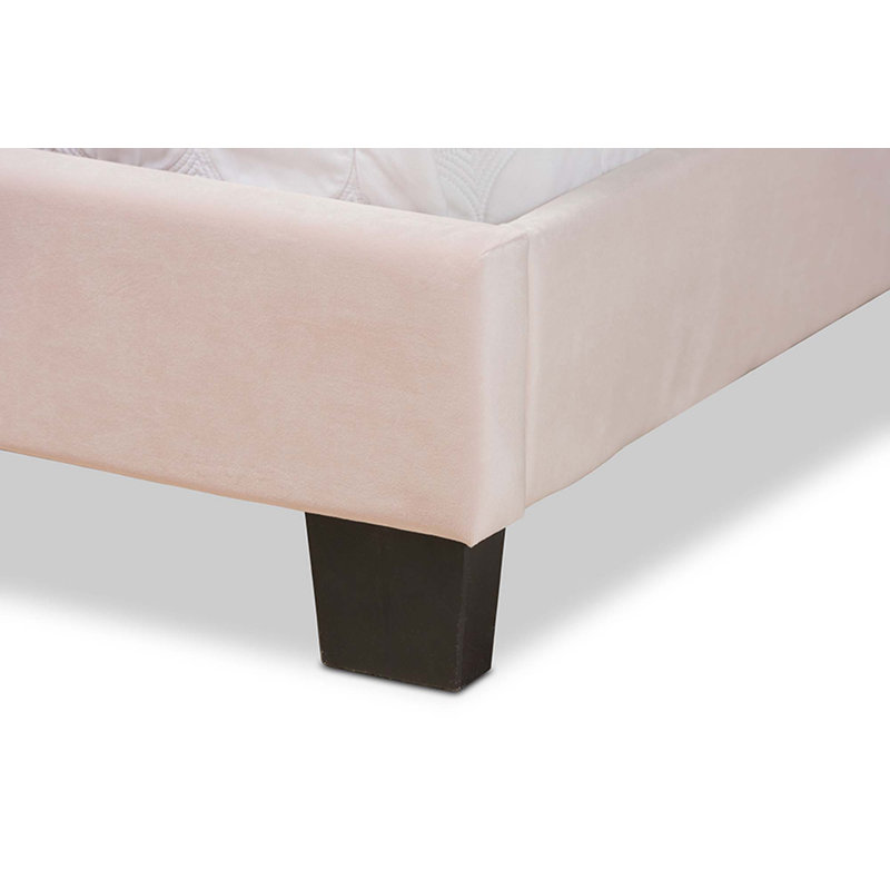 Lit à panneau tapissier Cambria, Rose clair, Grand