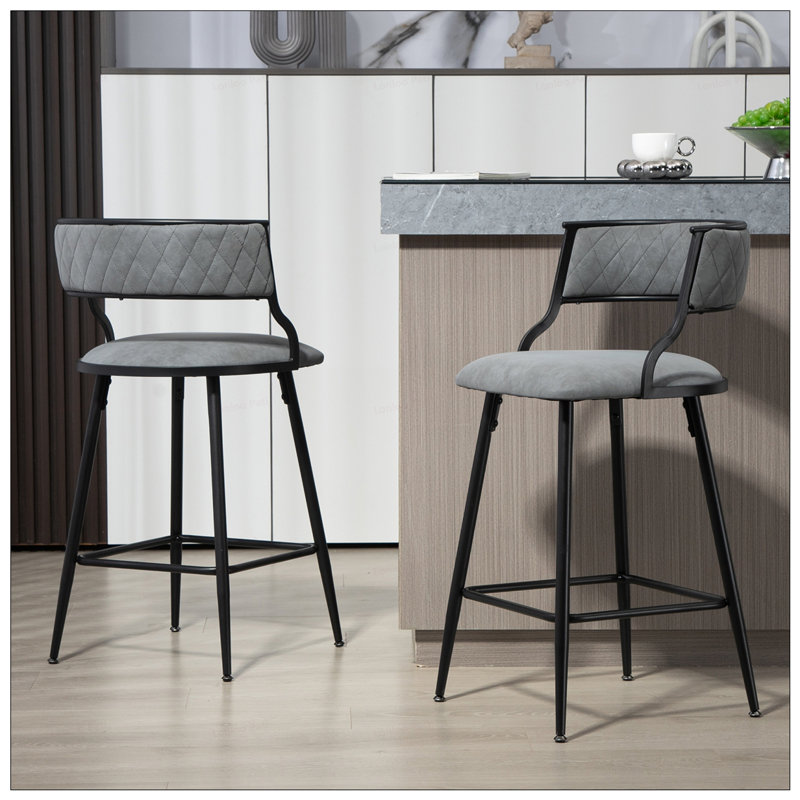 PU Counter Height Barstools, Grey