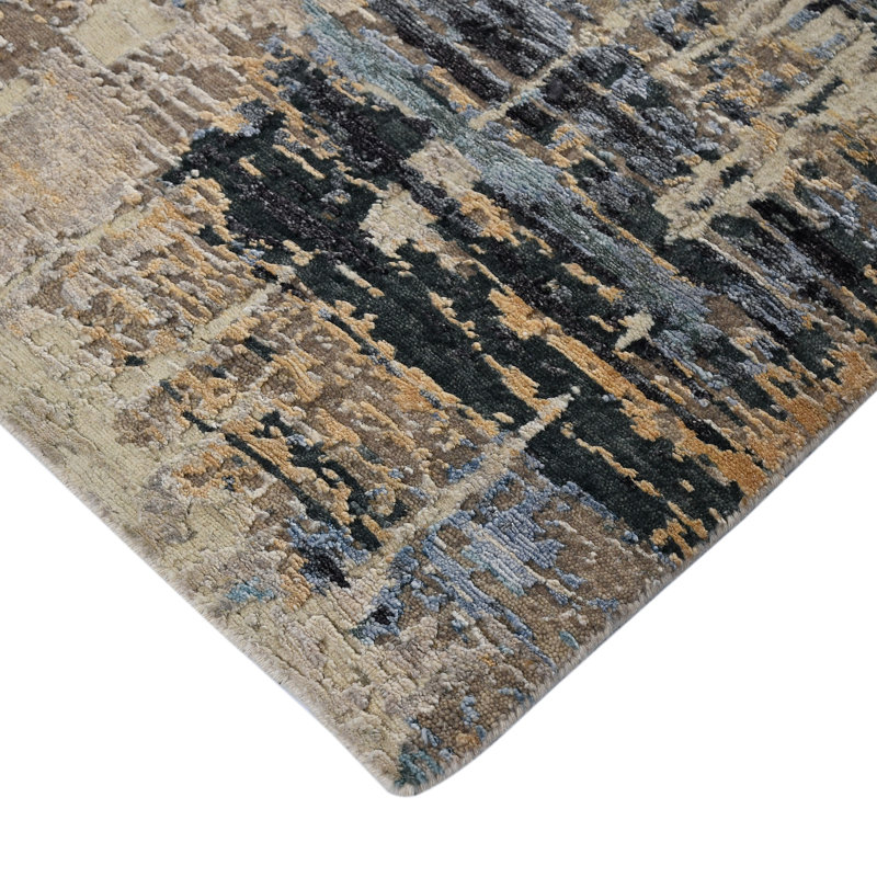 Serena Nania Abstract Hand-Knotted Wool and Silk Rug 2' x 3'