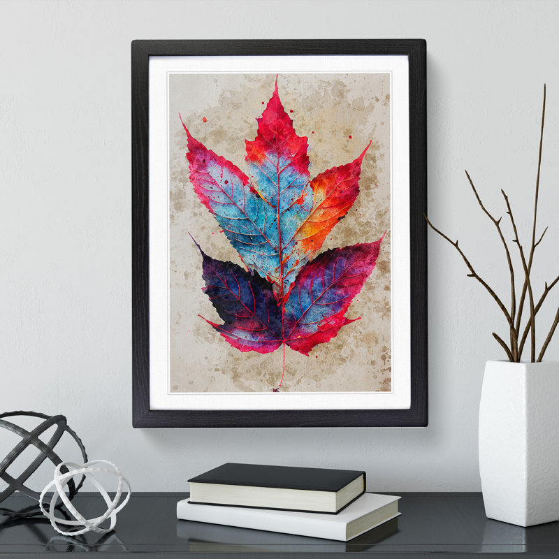XV1022-4942X Vibrant Leaf - Print, Black Framed Paper, 66cm H x 48cm W, White
