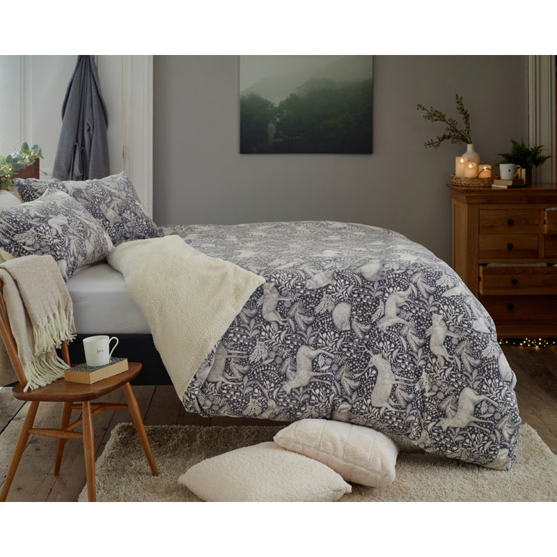 Woodland Folk Fleece Duvet Cover Set – Super Soft Fleece / Microfiber Geometric [EU ONLY] Duvet Cover Set with Pillowcases Included