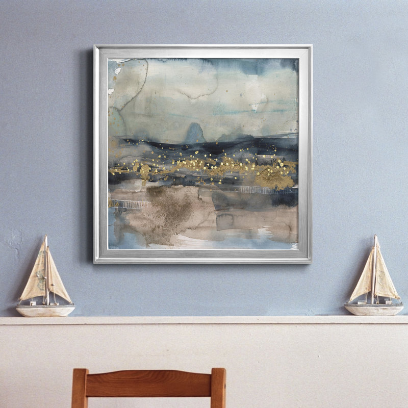 Lumière dorée sur l'horizon II - Toile encadrée de qualité supérieure - prête à être accrochée, Argent
