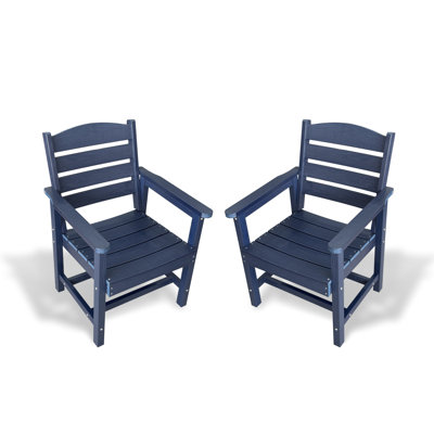 HIPS Patio Chair Set Of 2,Outdoor Dinning Chair With Horizontal Backrest,380Lbs Capacity Chairs For Garden, Porch And Backyard, Navy Blue