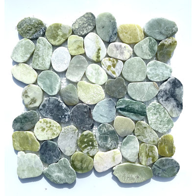 Mosaïque de galets vert pour mur et plancher 12 po x 12 po Jade