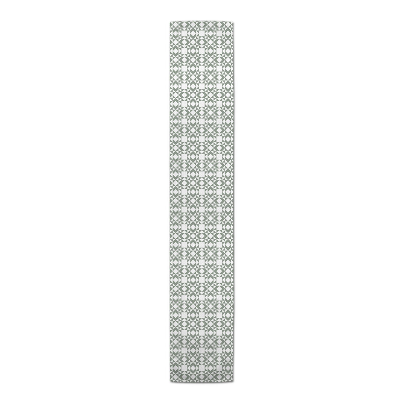Geometric Table Runner, 90" x 16", Green