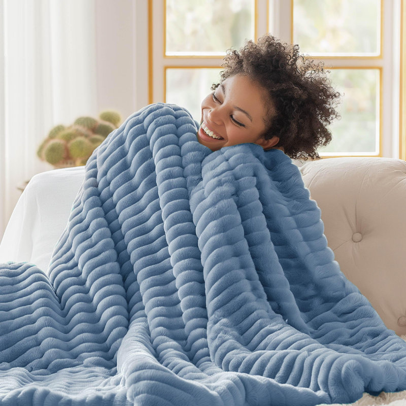 Bedsure Flannel Fleece Blanket for Girls, 300 GSM Soft and Cozy Blanket for Dorm & Home Decor, All-Season Gift, Ashley Blue