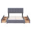 Lit plateforme tapissier avec tête de lit classique et 4 tiroirs, sans sommier tapissier, tissu en lin, grand lit gris foncé (VIEUX SKU: LP000114AAE)