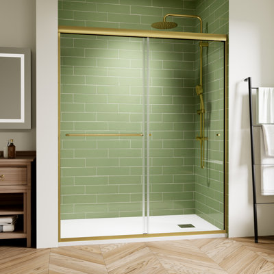 50-54 in. W x 72 in. H Semi-Frameless Double Sliding Shower Door with 1/4 in. Tempered Clear Glass
