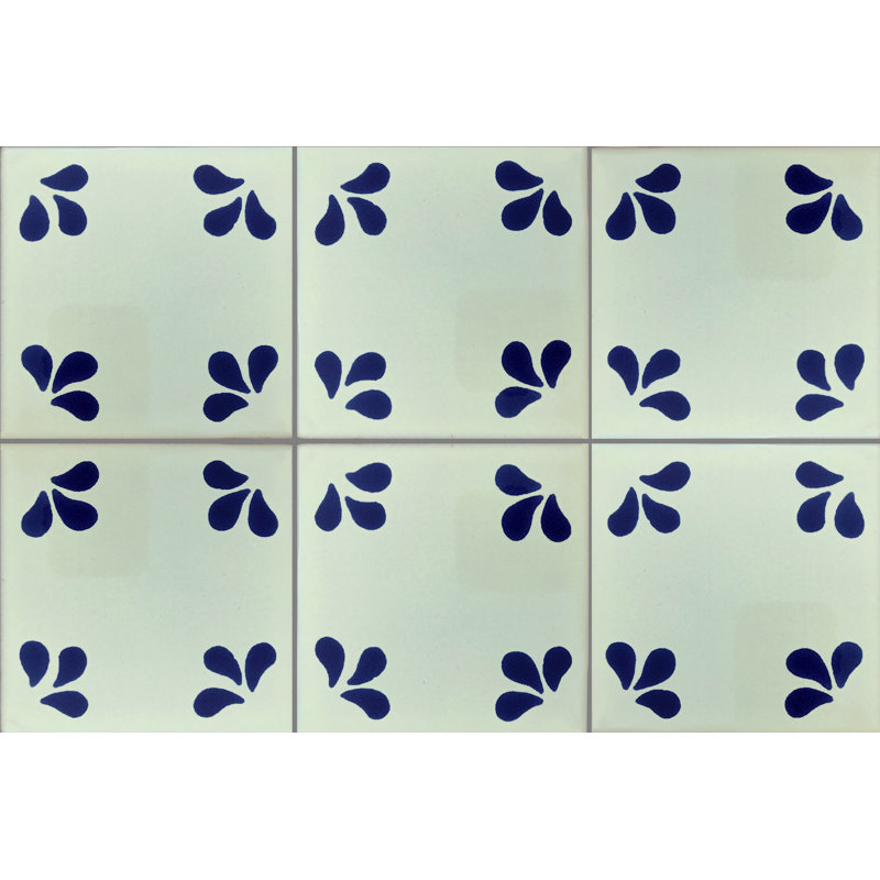 4.2" x 4.2" 9pcs TalaMex Tuliman Mexican Clay Tile Handmade Talavera Backsplash Mosaic