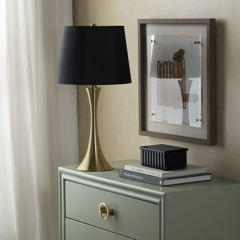 Ensemble de 2 lampes de table en métal avec abat-jour, Doré, Noir, noir, noir, noir