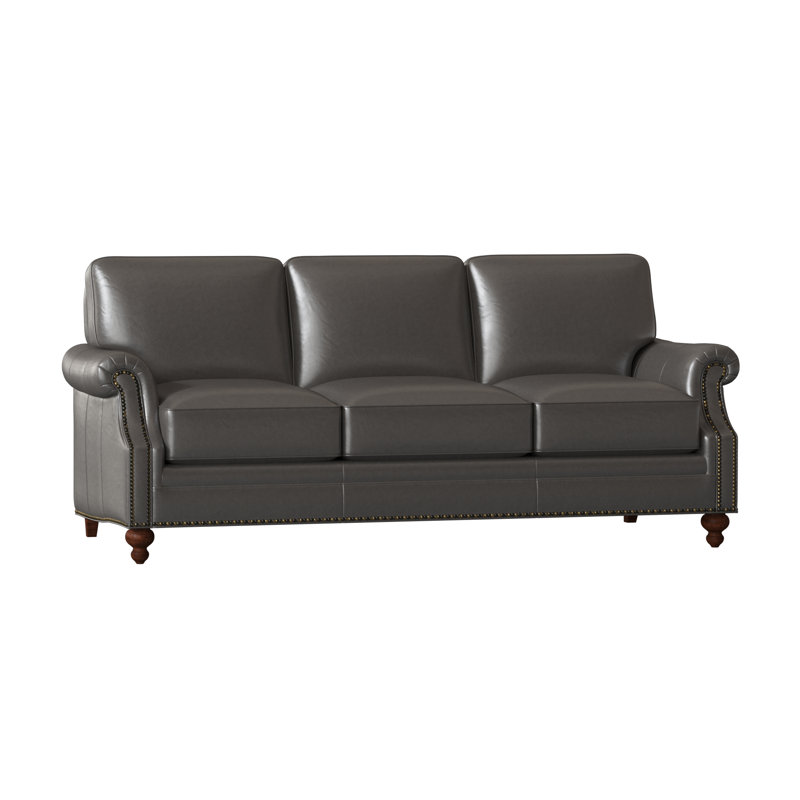 West Sofa, Natural, Mahogany, Aline Fumo Genuine Leather