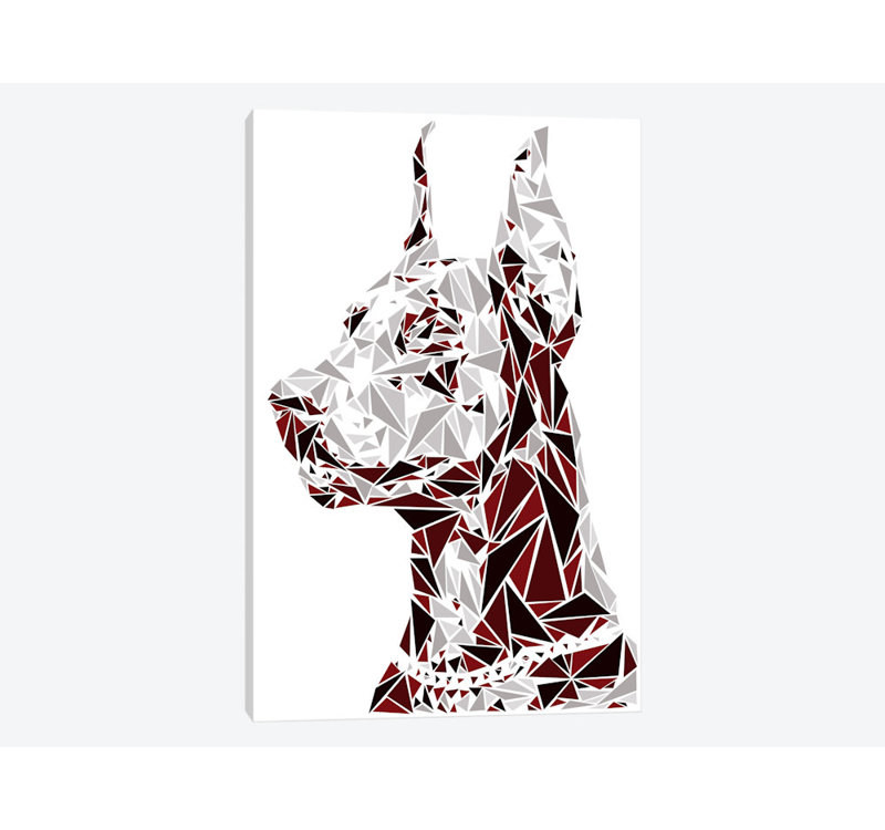 « doberman », impression sur toile, H 40 po x l 26 po x P 1,5 po, Pas de tapis, Toile tendue