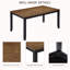 Ensemble de salle à manger rectangulaire de style ferme 6 pièces, table à manger bicolore en bois, 4 chaises noires à dossier en X en tissu et 1 banc rembourré