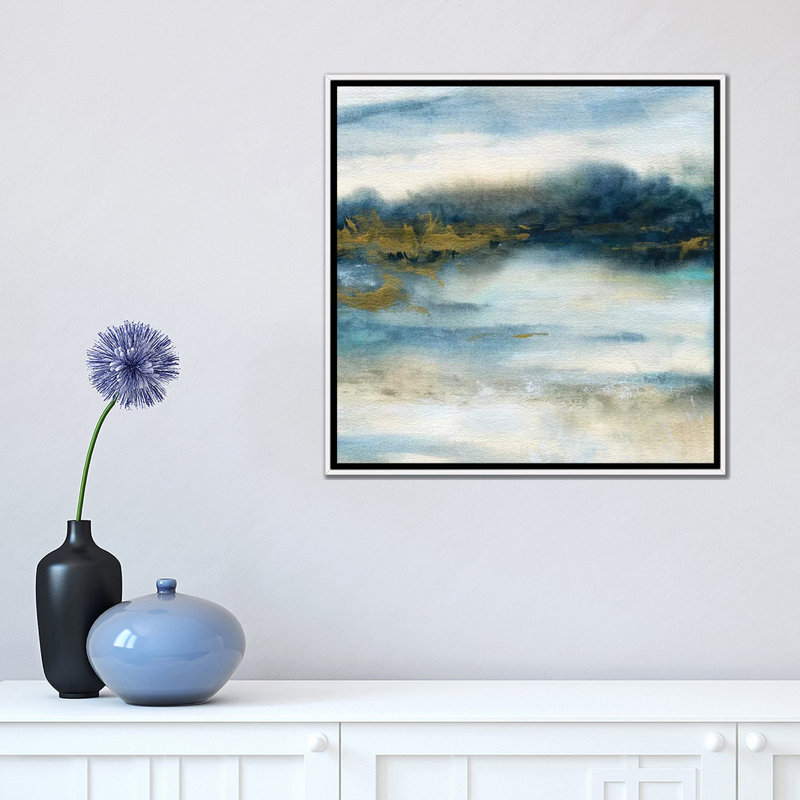 Golden Marshlands par Carol Robinson - reproduction imprimée, Aucun mat, H 18 po x l 18 po x 1,5 po, Toile blanche encadrée