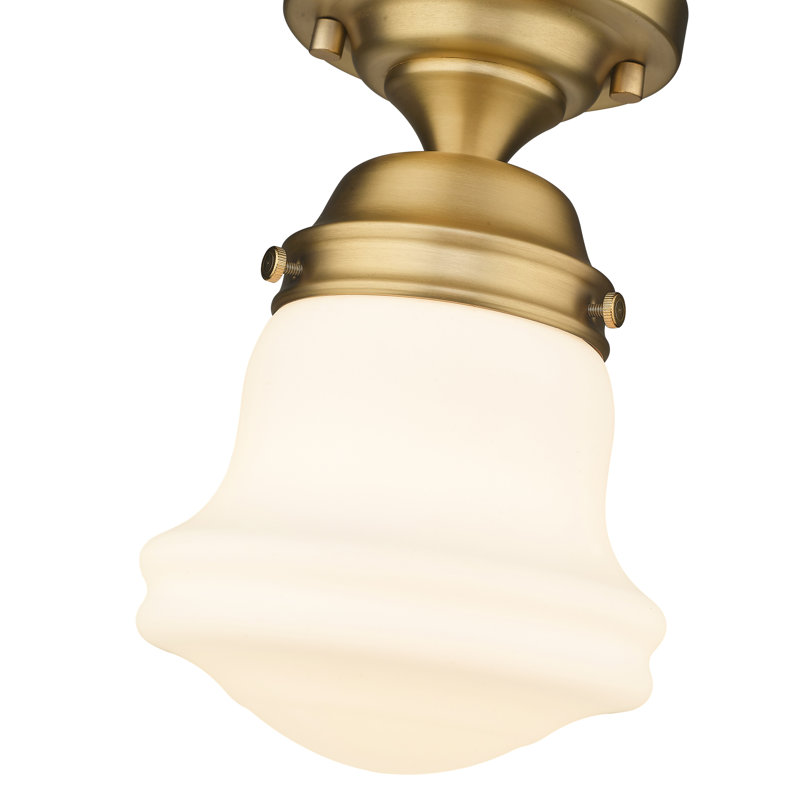 Luminaire suspendu semi-encastré en verre Neriah, Laiton héritage, H 9 po x l 6 po