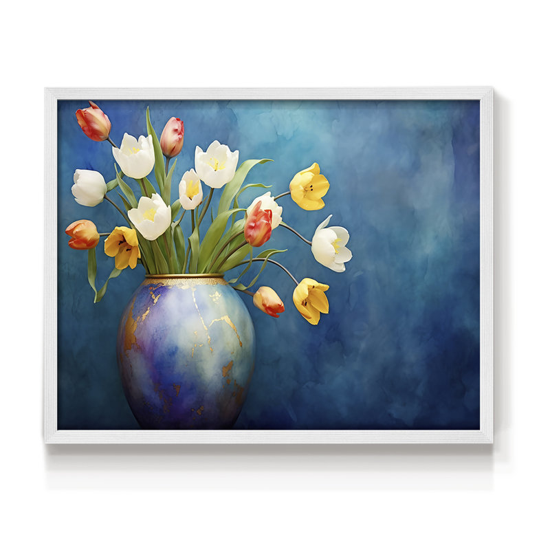Floral Series-XCVI -Framed Print - Restickable, H 11 po x l 14 po, Blanc