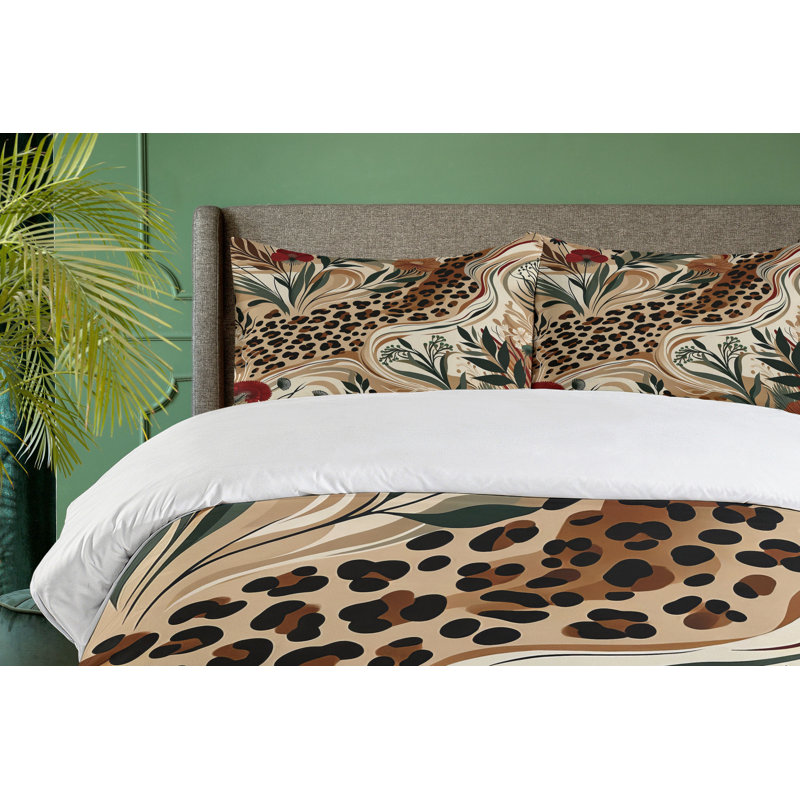 Leopard Print Duvet Cover, King Duvet Cover + 2 Standard Shams