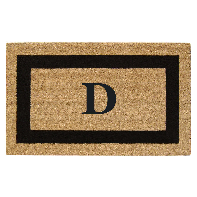Tapis de porte d'extérieur antidérapant monogrammé 36 po x 20 po Hanningt, D