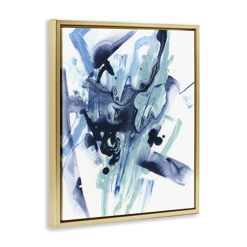 «Fluid Chaotic Abstraction Floater», art mural sur toile par June Erica Vess, Cadre flottant métallique doré