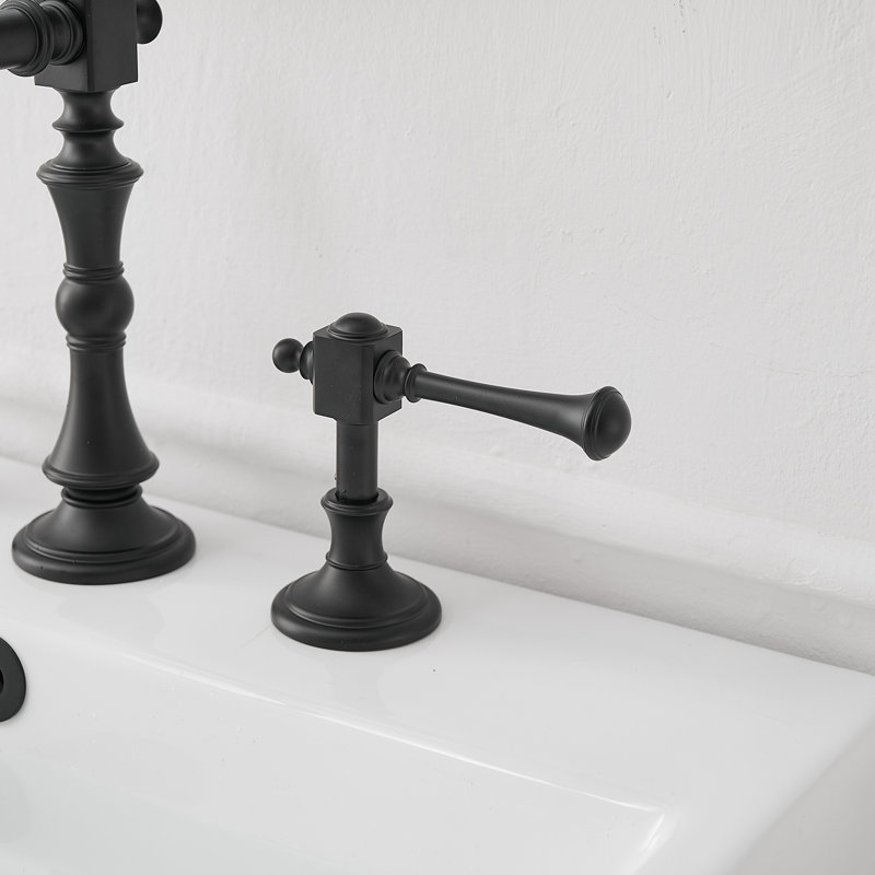 2-handle Bathroom Faucet with Drain Assembly, Matte Black