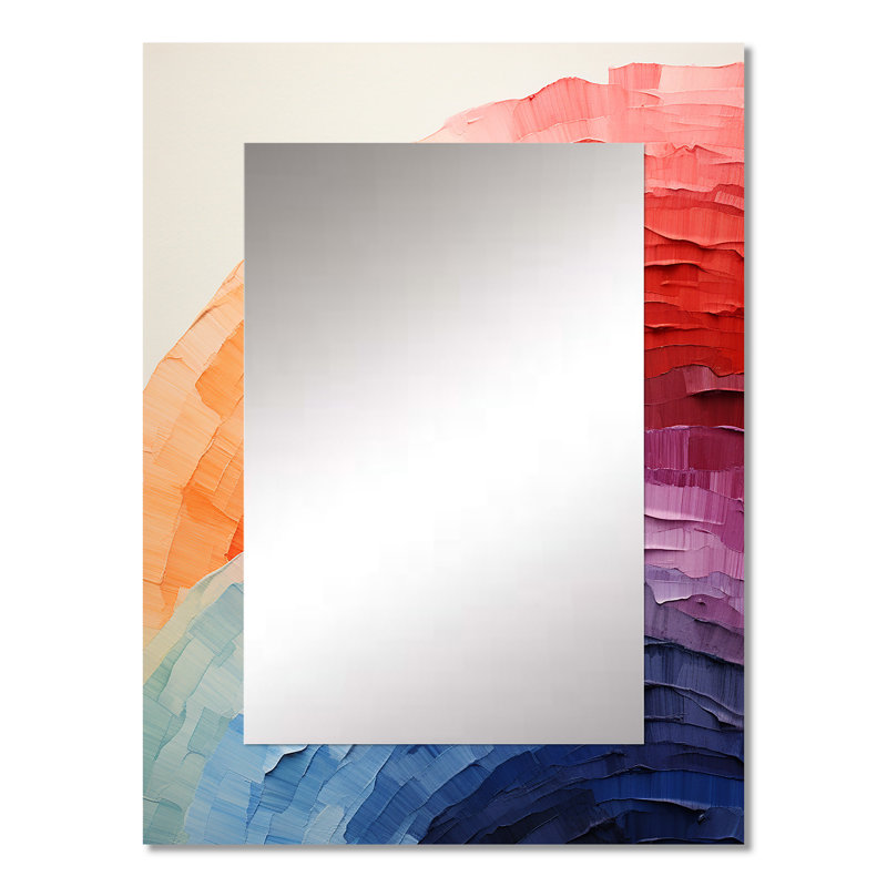 Minimalisme couleurs en harmonie I - miroir mural arc-en-ciel, miroir décoratif traditionnel, impression d'art en métal