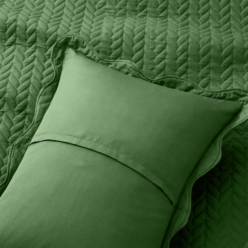 Ensemble très grand de qualité supérieure en microfibre gaufrée avec taies décoratives assorties, Émeraude